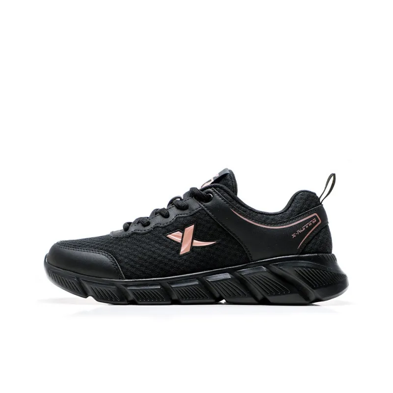 XTEP Breathable And Lightweight Low Top Casual Running Shoes Women's Black Gold-0