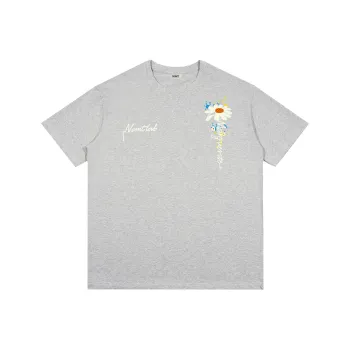 Nomt Print Loose Fit Casual 100% Cotton Crew Neck Short Sleeved T Shirts Unisex