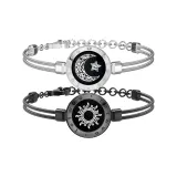 Sun and Moon Snake Chain: Black Silver 1 Pair
