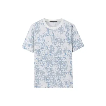 DAVID NAMAN T Shirts Men Blue With White Lettering