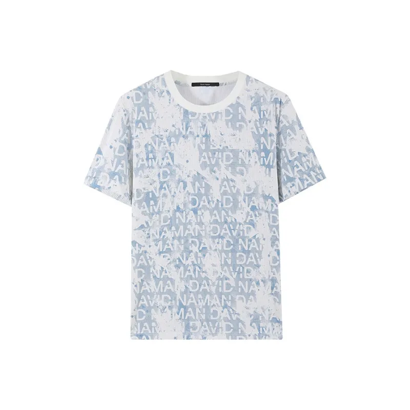 DAVID NAMAN T Shirts Men Blue With White Lettering-0
