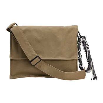 URBAN REVIVO Fabric Crossbody Bag Regular Men's Coffee Brown/Royal Blue