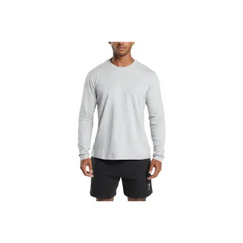 GYMSHARK CREST LONG SLEEVE T SHIRT T Shirt Men's Light Gray Mudstone Gray