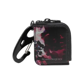 Alexander McQueen Cow Leather Coin Purse Women's Black & Red