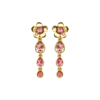 Oscar De La Renta Flower Teardrop Clip on Earrings