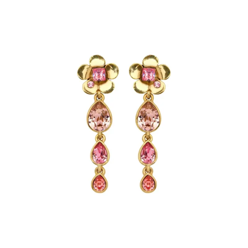 Oscar De La Renta Flower Teardrop Clip on Earrings-0