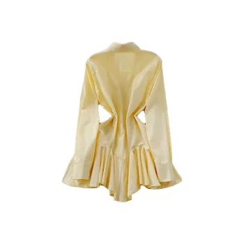 ABCMININ Long Sleeved Dresses Women's Lemon