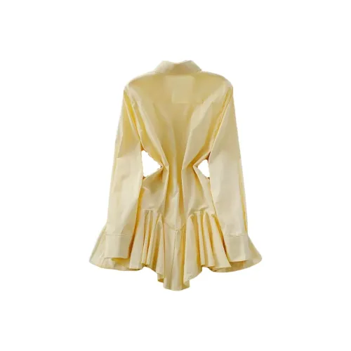 ABCMININ Long Sleeved Dresses Women's Lemon