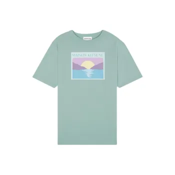 Maison Kitsune Sunset Postcard print Cotton T shirt