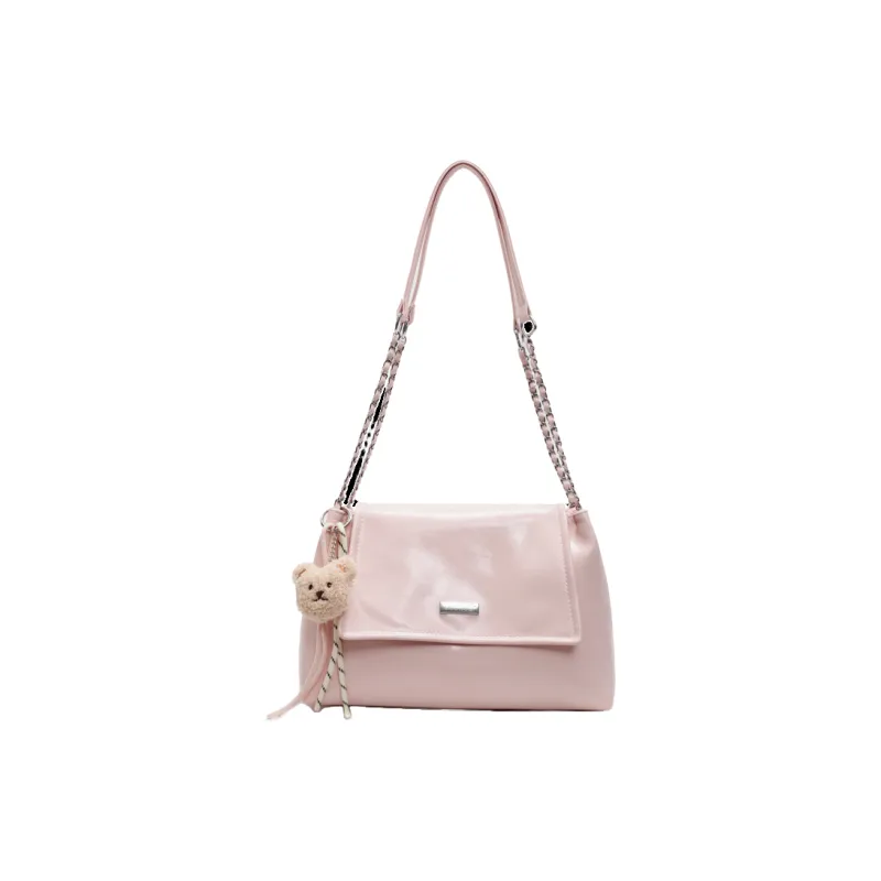 PINK·LAND Pu Shoulder Bag Women's Black/Ecru/Gray/Pink/Khaki-24