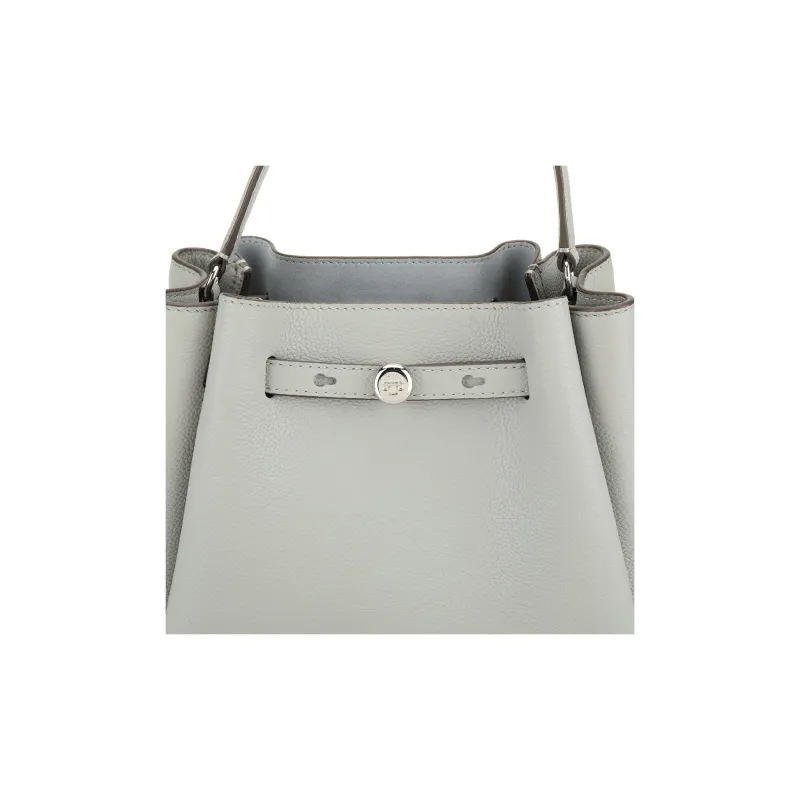 TORY BURCH Romy Bucket Litchi Grain Leather Bucket Bag, Shoulder Bag, Crossbody Bag, Handbag Trumpets Women's Gray-4