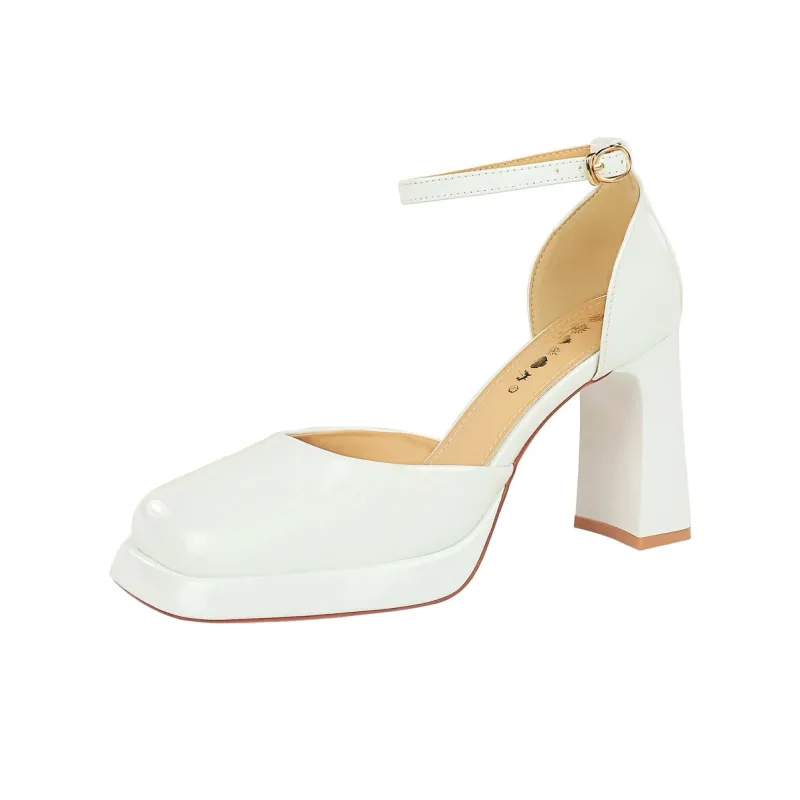 QITUMAUL Chunky Heel High Heels 11cm Women's-7