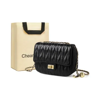Chearly Kitity Synthetic Leather Shoulder Bag Women's Classic Black/Milkshake White