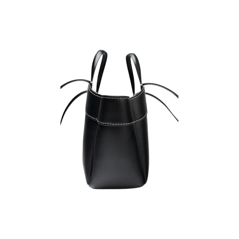 ZARA PU Tote Bag, Shopping Bag, Shoulder Bag, Handbag Women's Black-3