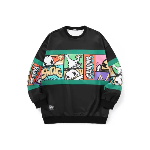 GENANX Crew Neck Loose Fit Regular Sweatshirt Unisex Black