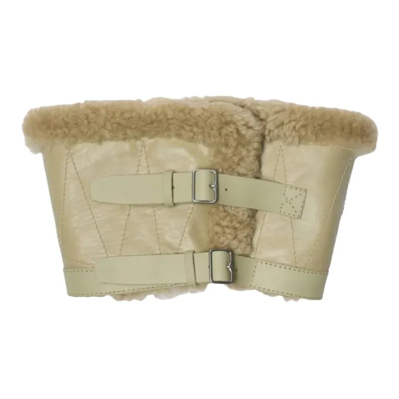 Burberry Lambswool Calfskin Scarves Women's Beige-1