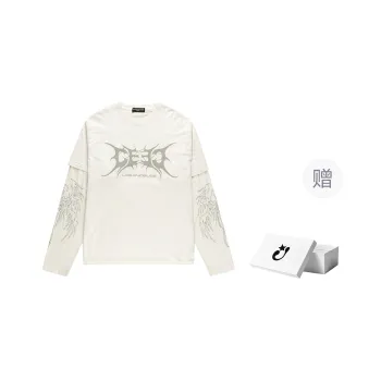 Createexploreexpandconquer Skull Angel embroidered Double sleeve T shirt