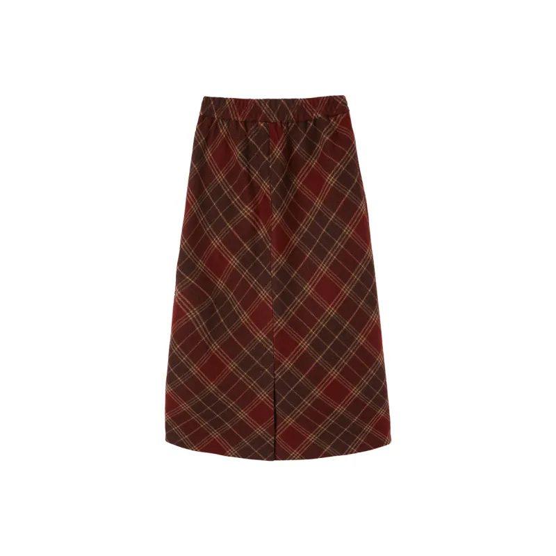 XIANGYING Casual Long Skirts Women's Red-1