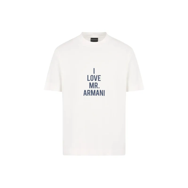 EMPORIO ARMANI Lightweight Jersey T shirt With I Love Mr Armani Asv Print-0