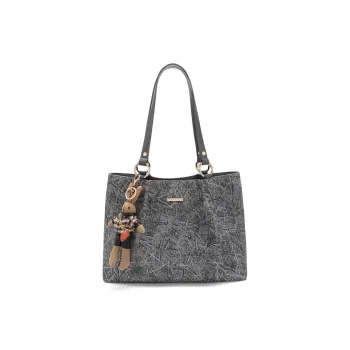 CLEVER& KETCH Synthetic Leather Tote Shoulder Bag Regular Women's Gray/Brown