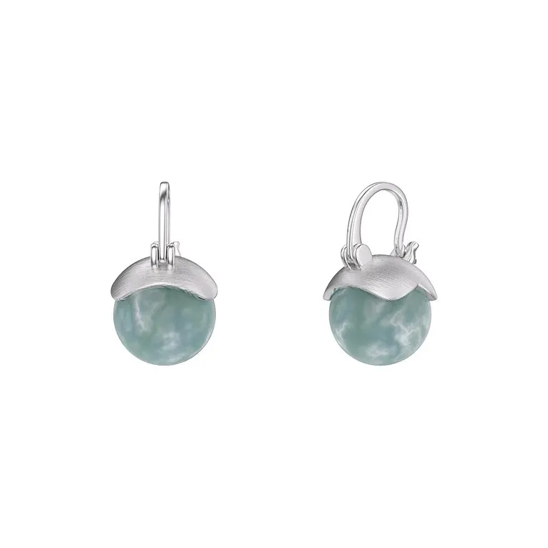 GOOGMO Glass Type Jade Stud Earrings Women's-0