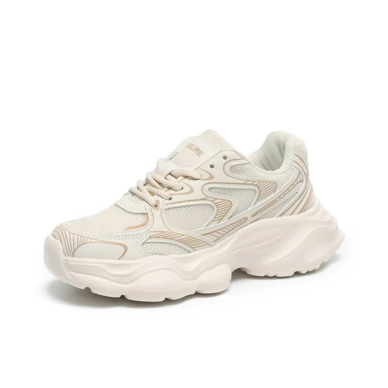 O.L Anti Slip Wear Resistant Breathable Height Increasing Low Top Chunky Sneakers Women's-4
