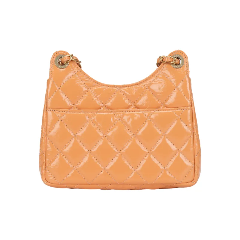 CHANEL Cow Leather Hobo Bag, Shoulder Bag, Crossbody Bag Trumpets Women's Orange-2