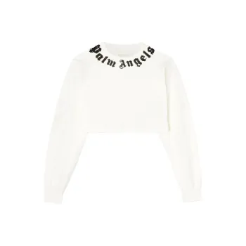 PALM ANGELS Neck Logo Mini Cropped Tee 