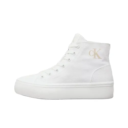 CKJ CALVIN KLEIN JEANS High Top Canvas Shoes Women's White