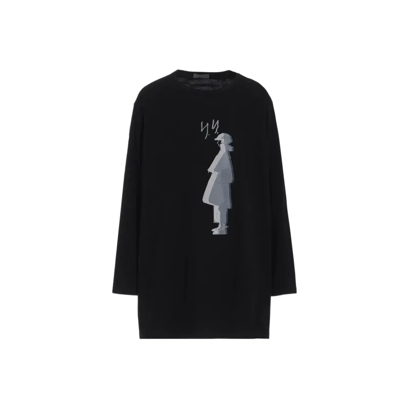 Yohji Yamamoto Single Jersey Printed Long Sleeve T Shirt-0