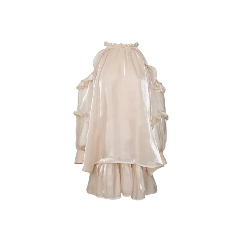 AFGGD Long Sleeved Dresses Women's Apricot-1