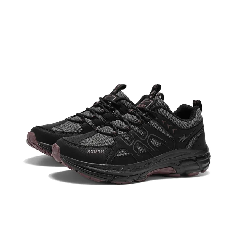 Binary Cushioning, Rebound, Grip, Support, Breathable, Slip Resistant Low Top Hiking Shoes Men's Black Red Brown-3