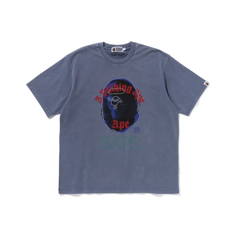 Bape Garment Dye Rhinestone Ape Head Relaxed Fit Tee-4