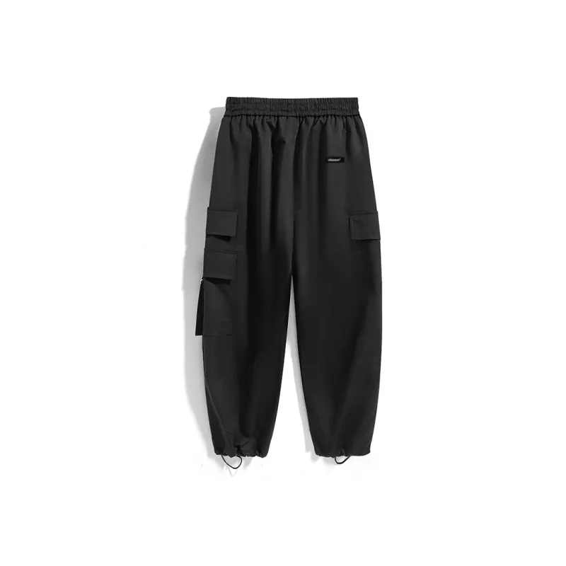 CELUCASN Casual Pants Unisex Black White Two Tone-1