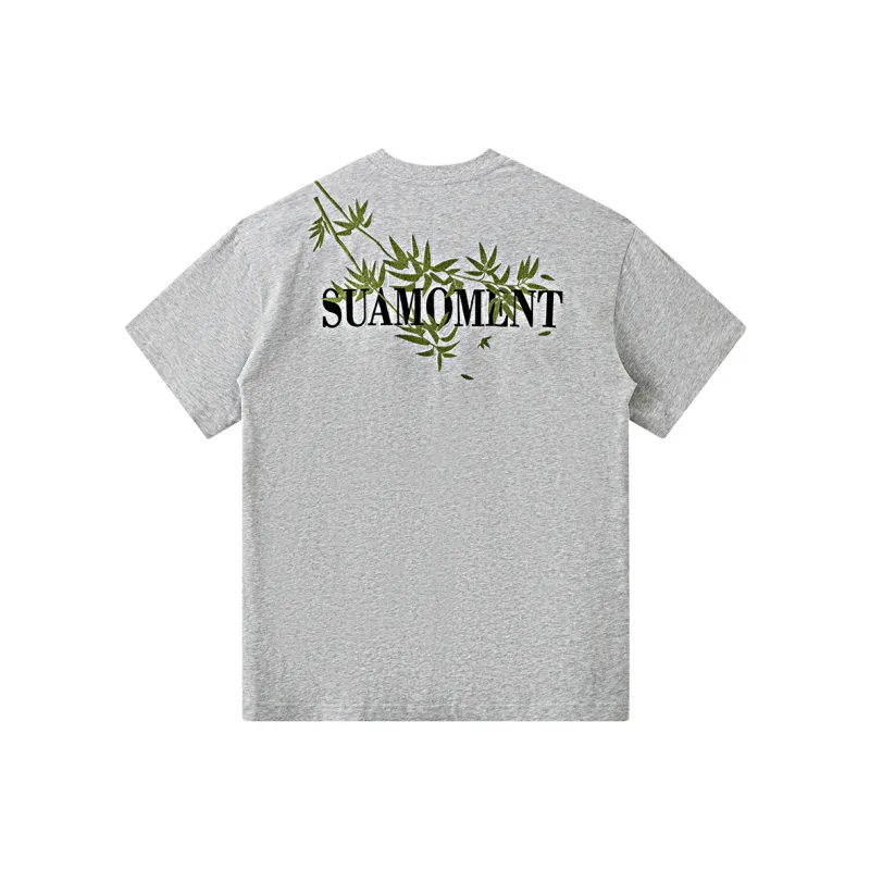 Suamoment Short Sleeved Chinese Style Casual Loose Fit T Shirt Top Unisex-4