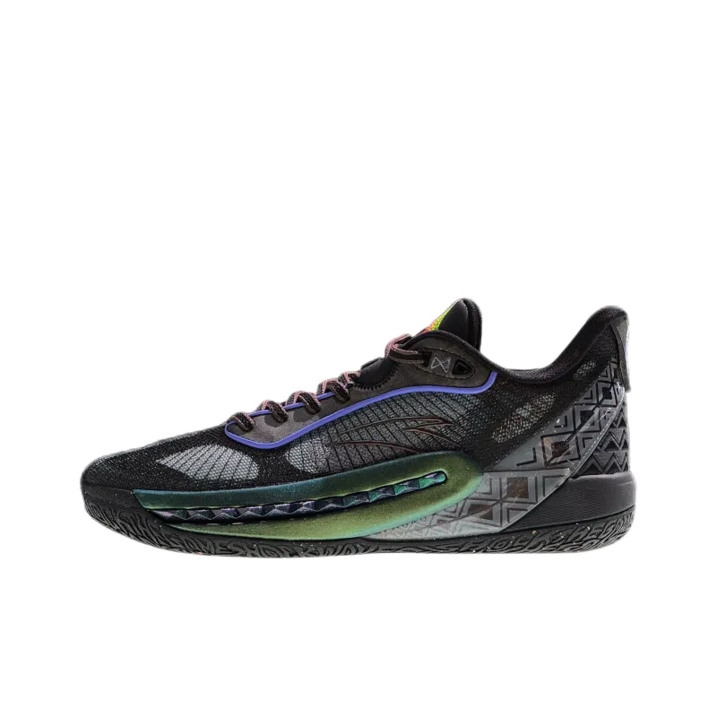 Anta Tide 6 Cushioned Slip-Resistant Abrasion-Resistant Low-Top Basketball Shoes Men's Green Black Gray-0