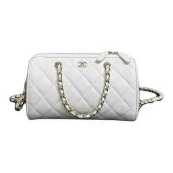 CHANEL Litchi Grain Cow Leather Shoulder Bag, Crossbody Bag, Handbag Trumpets Women's White