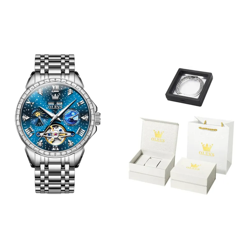 OLEVS Play The Cool Series Mechanical Movement Stainless Steel Watchband Watch Men's Watches Black Dial-18