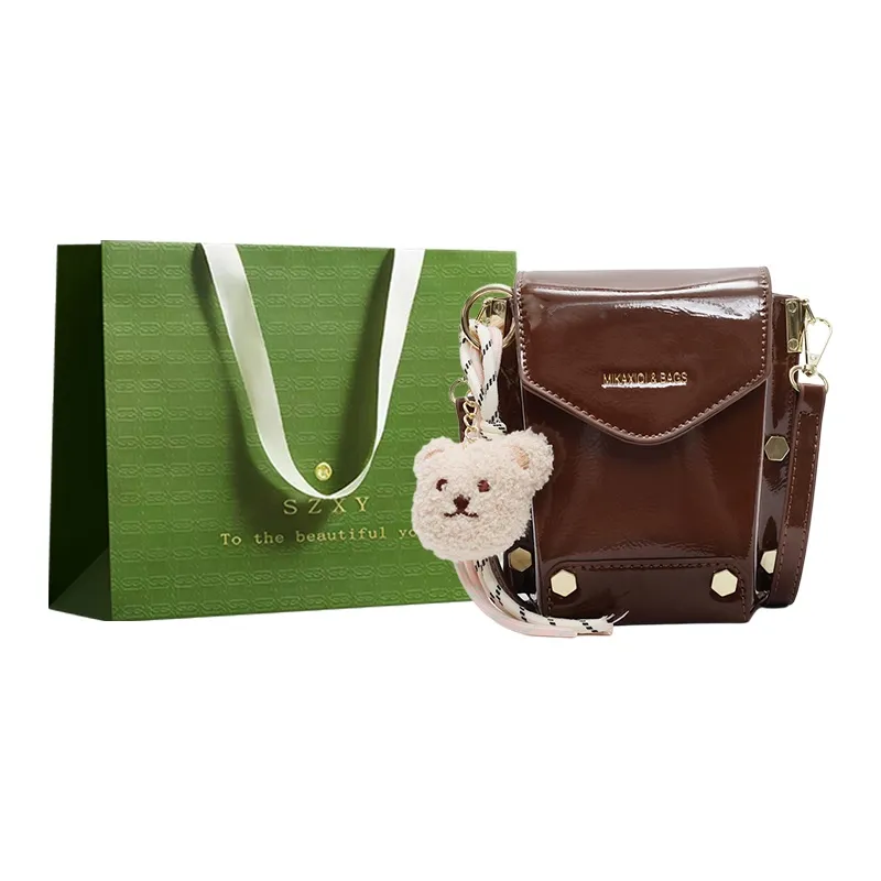 Three Ducklings PU Shoulder Bag Regular Women's Black/Pink/Ecru/Coffee-13