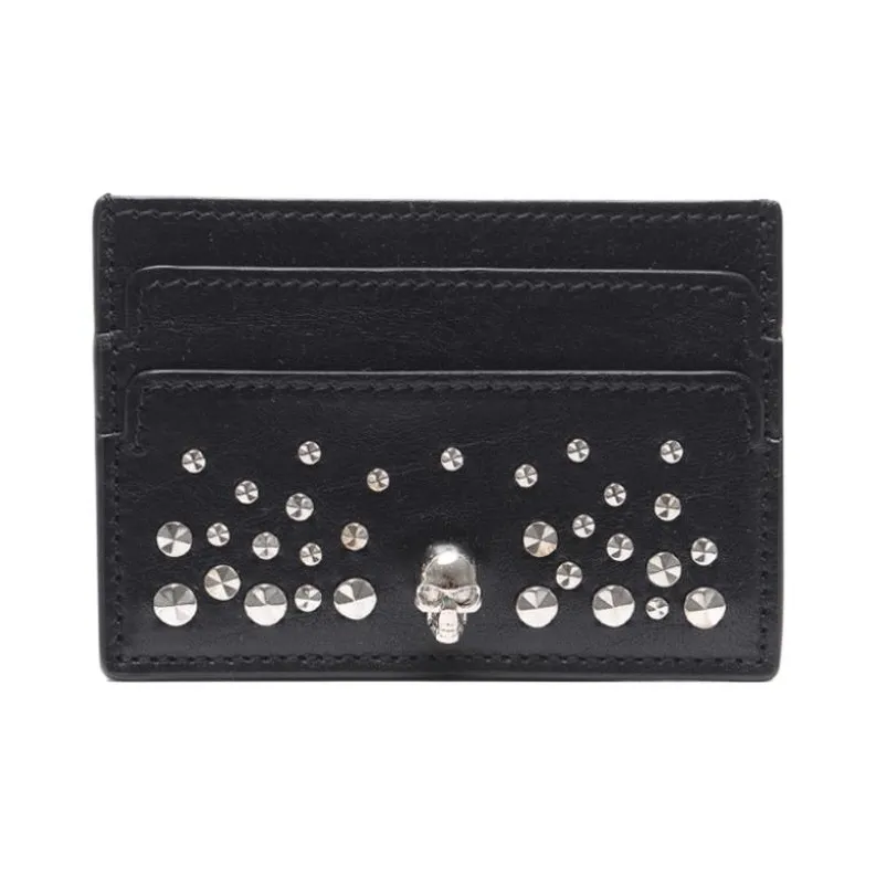 Alexander McQueen Cow Leather Card Holder Card Holder Women's Black-0
