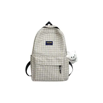 URBAN FOREST Nylon Backpack Unisex Ecru/Red/Dark Brown/Blue