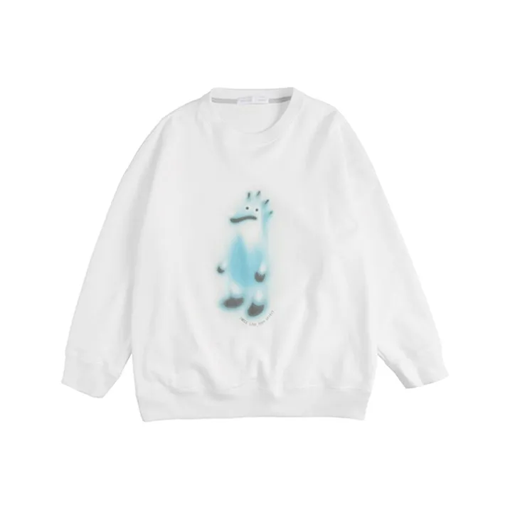 YOSHIYOYI Crew Neck Loose Fit Sweatshirt Winter Unisex White-0