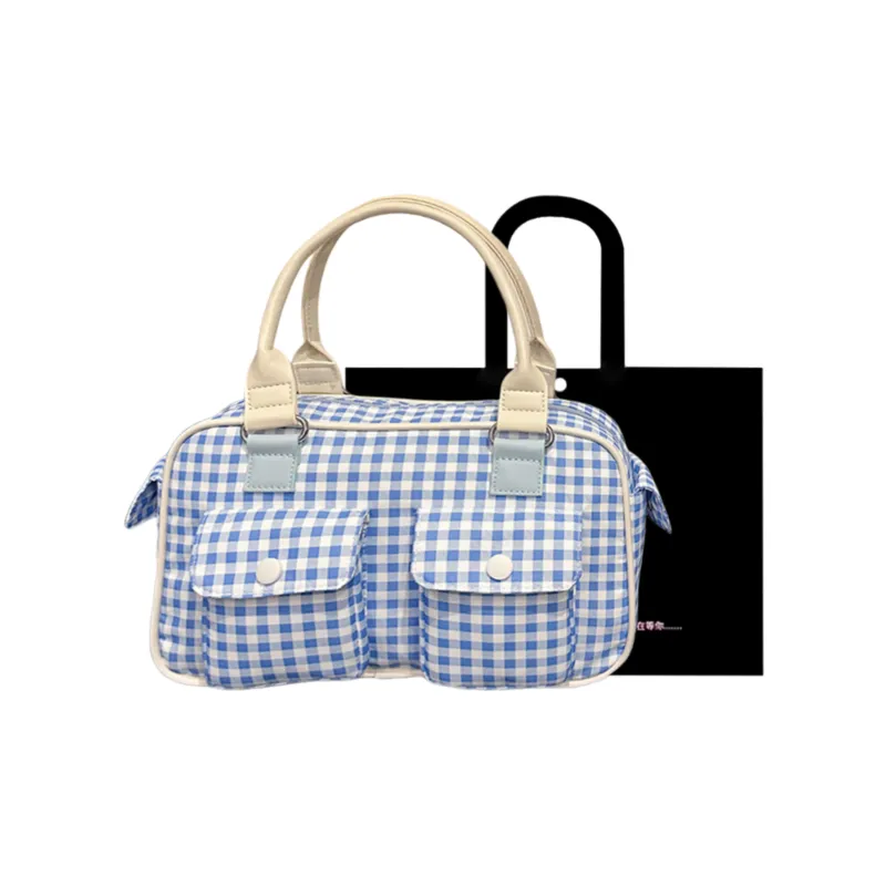 HACIN Fabric Handbag Regular Women's Yellow/Blue-2