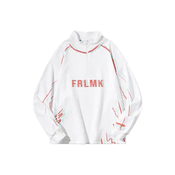 FRLMK Stand Collar Loose Fit Regular Sweatshirt Unisex White
