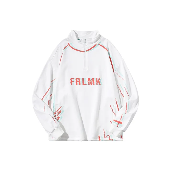 FRLMK Stand Collar Loose Fit Regular Sweatshirt Unisex White-0