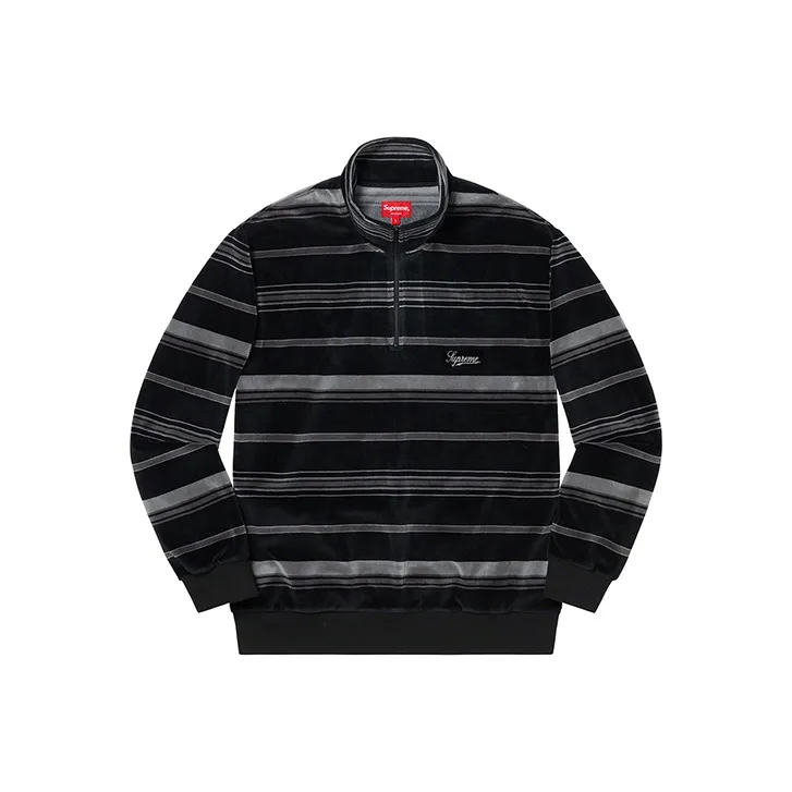 Supreme Stripe Velour Half Zip Pullover-1