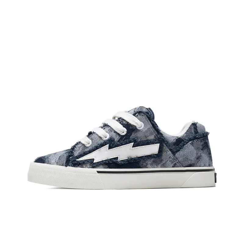 SITULANG Lightning Storm Low Top Canvas Shoes Unisex Denim Blue-15