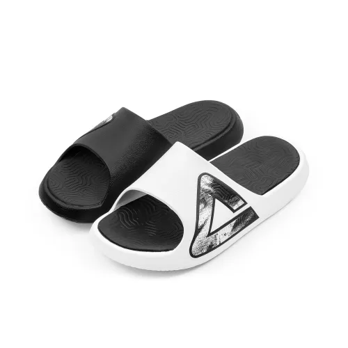 PEAK Tai Ji1.0 Slip Resistant Odor Resistant Abrasion Resistant Cushioning Slide Slippers Unisex White Black Mismatched