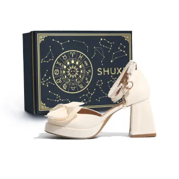 SHUXI Chunky Heel High Heels 8cm Women's Black Beige Pink