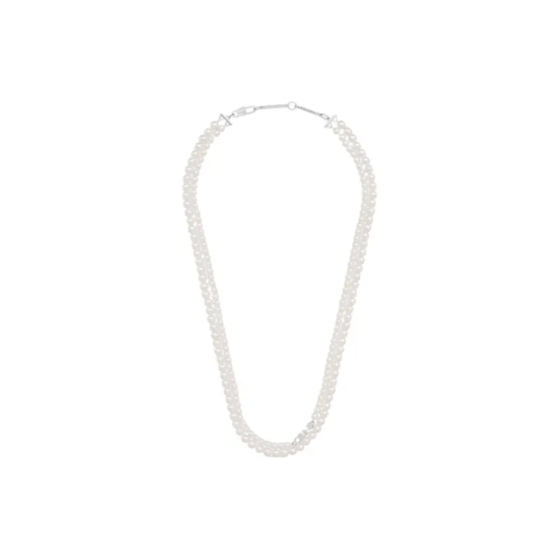 CELINE Glass, Pearl, Brass Necklaces Men's White-1